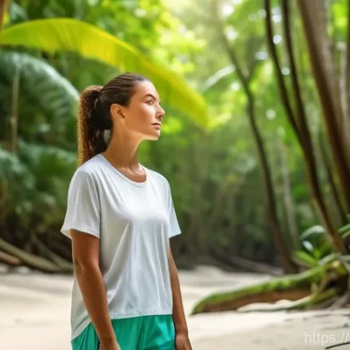 Home 20 트리니다드 토바고에서 힐링 여행 코스 추천 - **Lush Rainforest and Serene Beach Harmony:** A serene landscape photo featuring a person (wearing c...