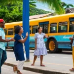 Home 6 트리니다드 토바고에서 로컬 친구 사귀는 법 - **Prompt:** A vibrant and warm scene depicting initial friendly interactions in Trinidad. A diverse ...